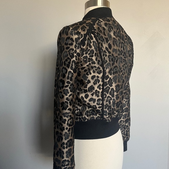 NWT Cache Leopard Cheetah Animal Print Jacquard Fringe Cocktail‎ Bomber Jacket S - Picture 5 of 11
